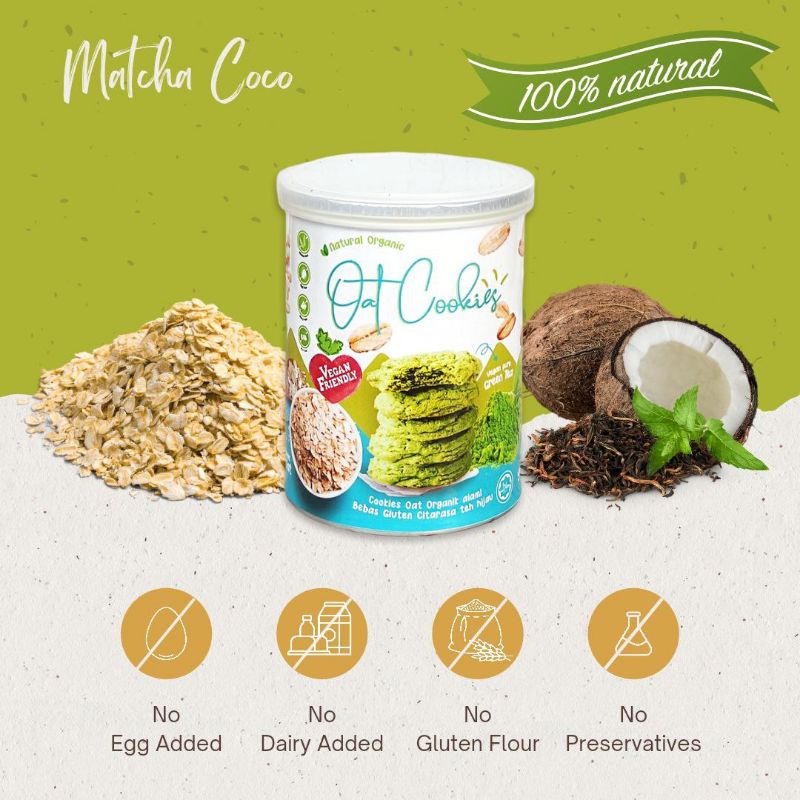 

Organic oat cookies green tea