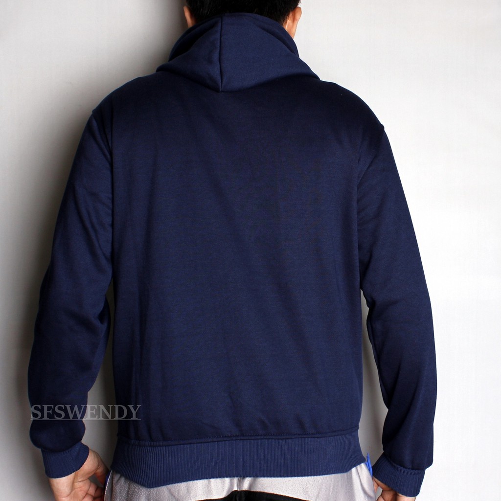 Jaket Pria Hoodie zipper polos Navy Biru dongker Ukuran Besar Lengkap M - XXXL original premium