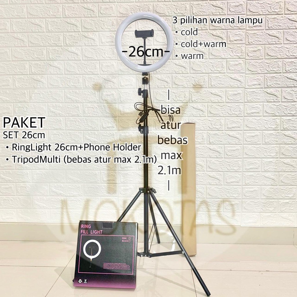 PAKET RING LIGHT LED 16CM 20CM 26CM 30CM LAMPU MAKE UP VLOG LAMPU RINGLIGHT TRIPOD MULTI TIKTOK LIVE