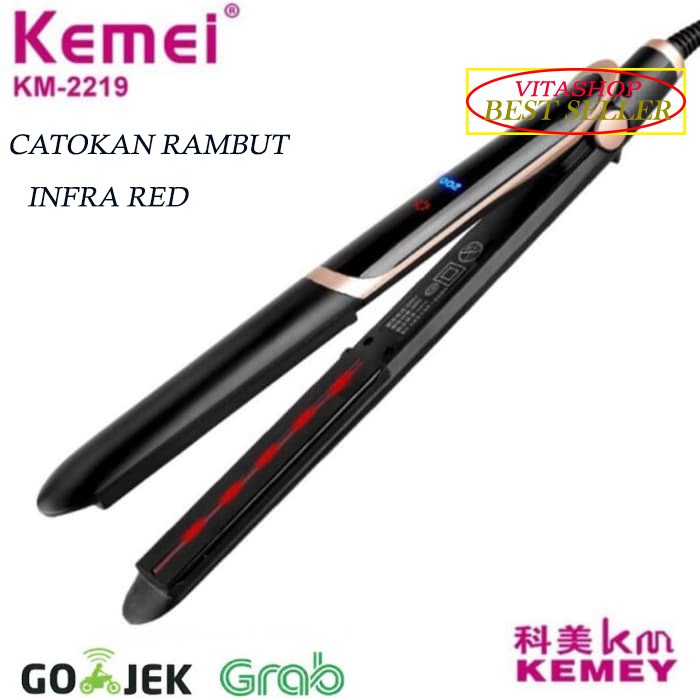 Catokan Rambut KEMEI KM-2219 Catok Infra Red Hair Crimper Profesional Salon 2IN1 Lurus And Curly