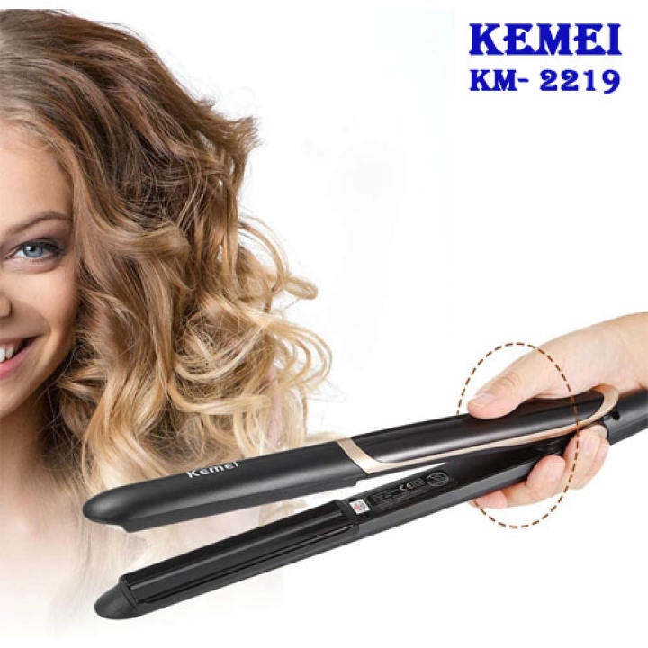 ( COD ) Kemei KM 2219 INFRARED 2IN1 Catokkan Mengeriting dan Meluruskan Rambut Otomatis Kontrol Suhu-TARABABYSTORE