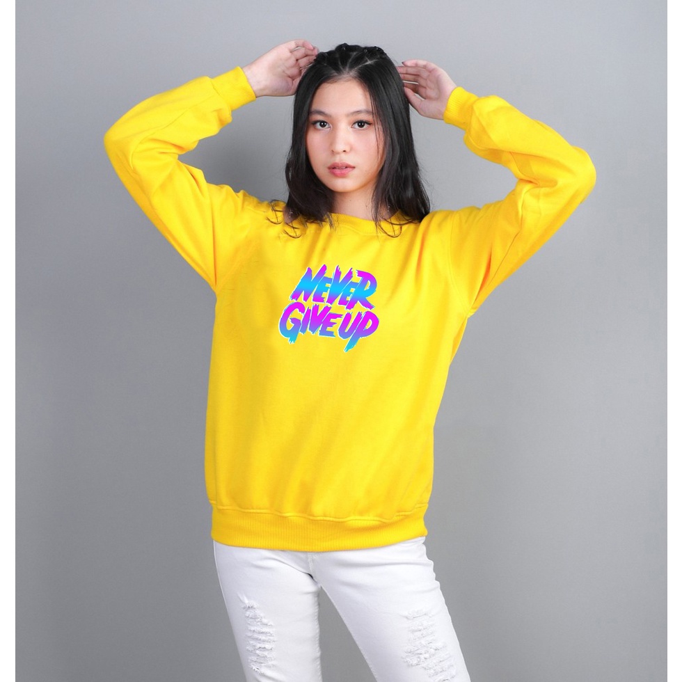 Sweater Never Give Up Aesthetic | Sweater Korea Style Fleece Cotton | Dhea Fashion