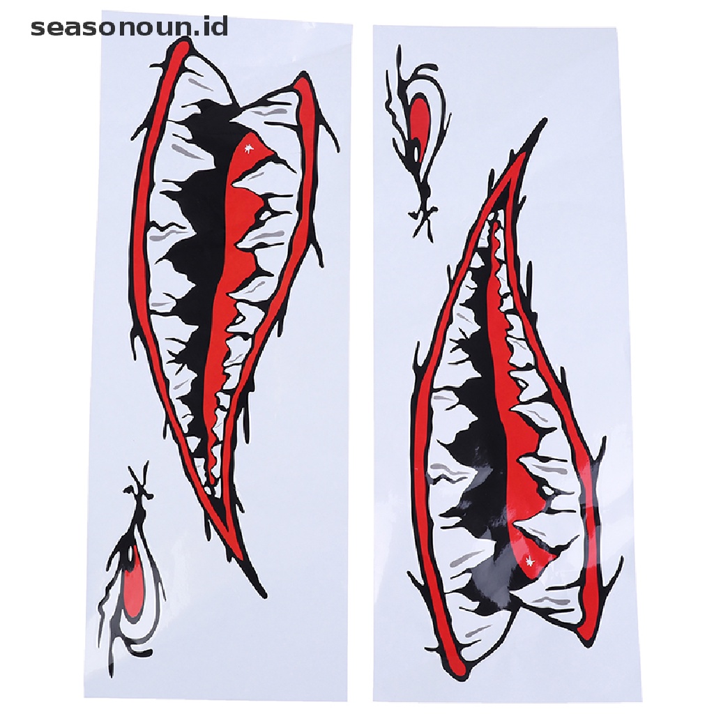 2 Pcs Stiker Gigi Hiu Bahan Vinyl Tahan Air Untuk Dekorasi Perahu Kayak