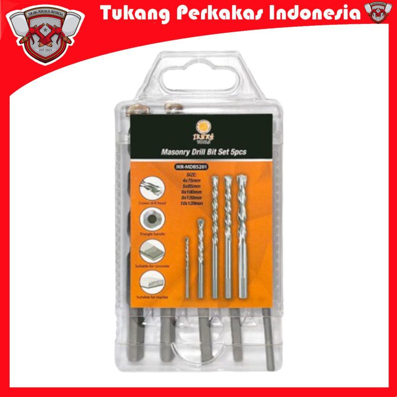 Ikura Mansory Drill bits set 4-10 mm Maya bor beton Tembok Set 5pcs