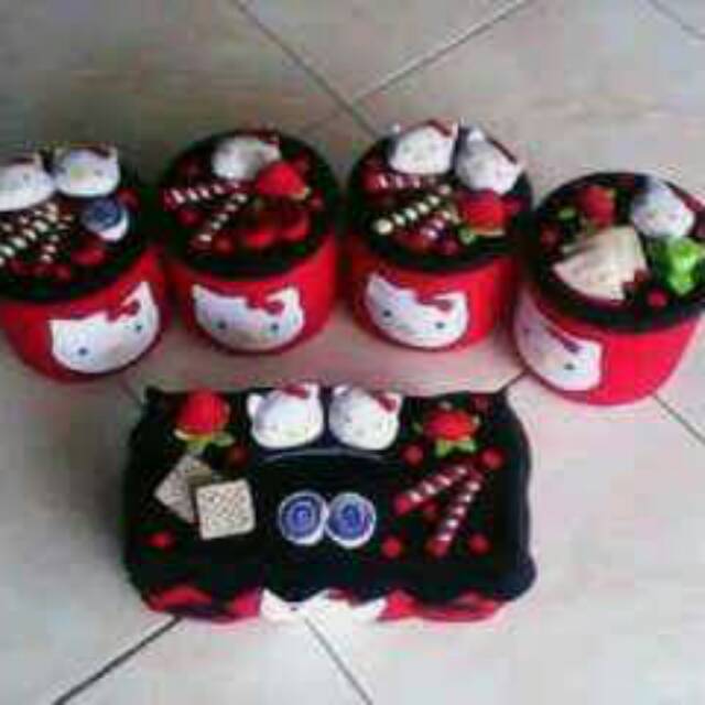 Set toples flanel HK merah