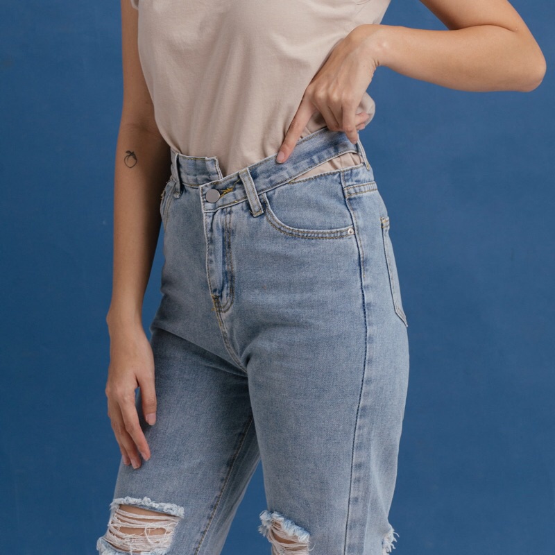 VIERLIN - Jeans 3000 - HIGH WAIST RIPPED JEANS CEWEK