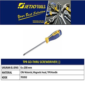 Obeng (-)6x200mm JETJO TOOLS 701052/TPR Go-Thru Screwdriver LAKONI PRO