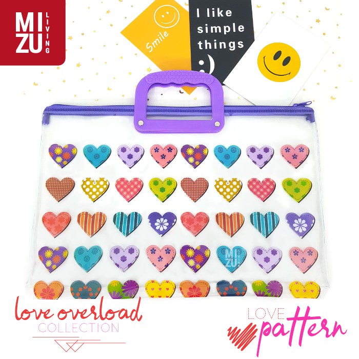 LOVE OVERLOAD Folio Document Bag Zipper Handle Tas Dokumen Sekolah Kertas Buku Map Plastik Gagang-6