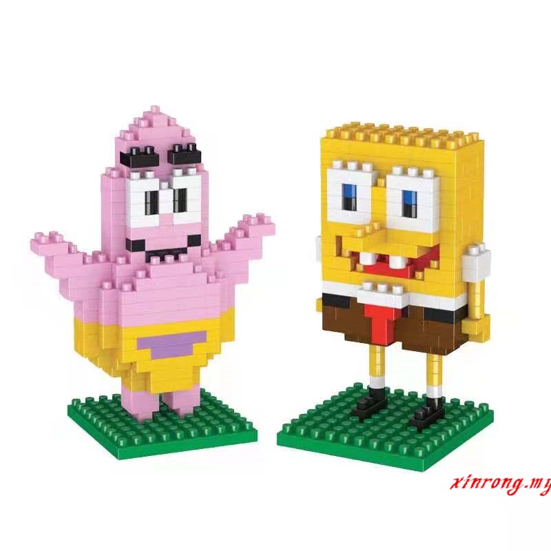 Mainan Balok Bangunsusun Mini Model Lego Bentuk SpongeBob Untuk Edukasi Anak