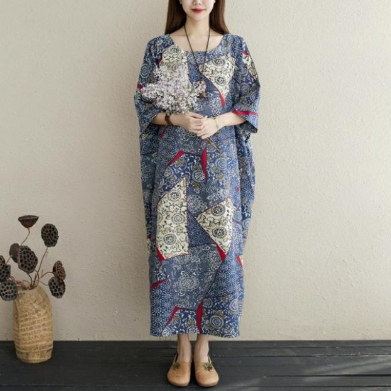 MDLV ~ 79007 Javania Loose Dress Oversize Dress Big Size Long Dress Batik Fashion Import