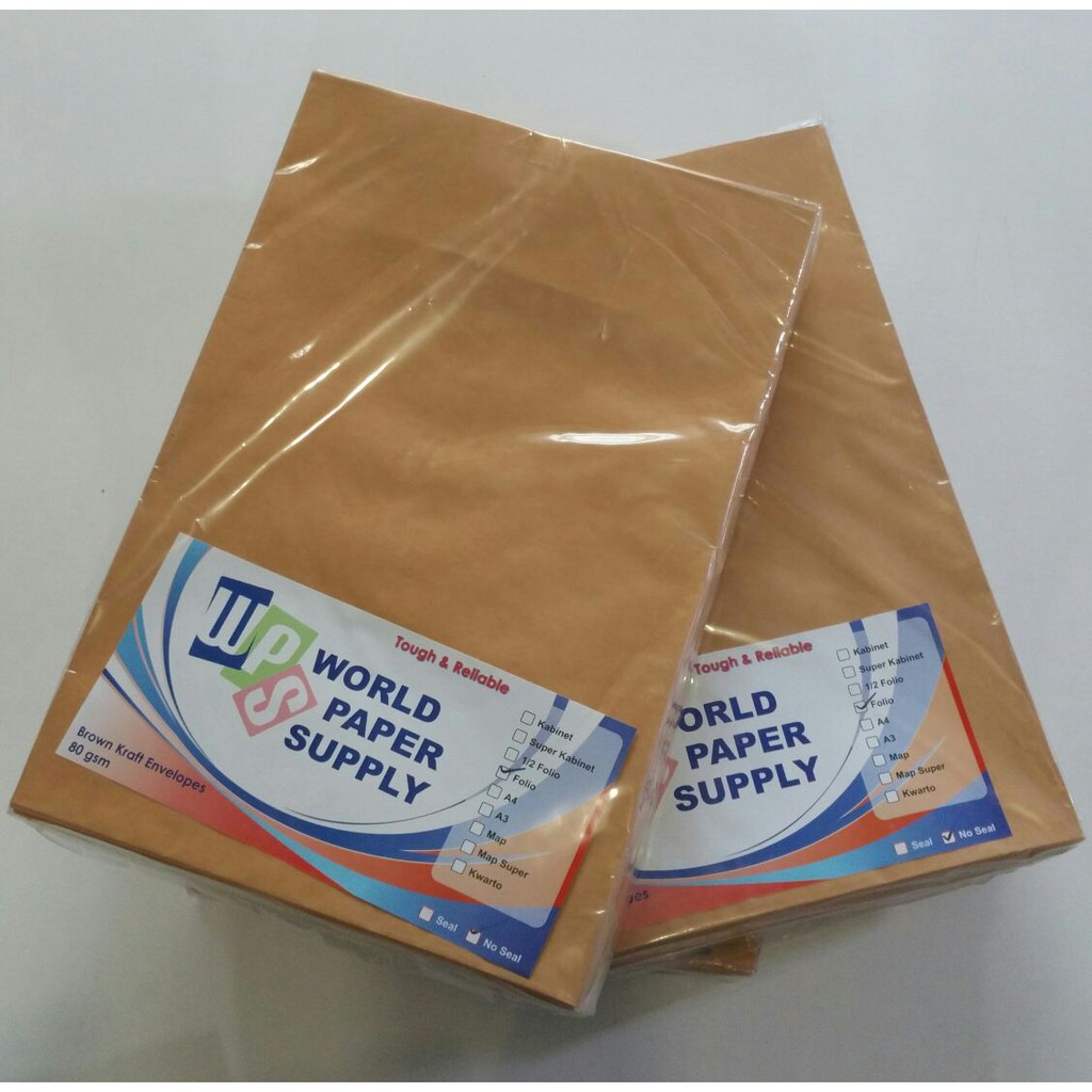 [PERPACK] Amplop Coklat Ukuran Folio WPS ( 23,5 x 34,5 cm ) | Shopee