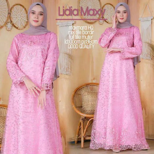 Baju Gamis Brukat Wanita Original Maxi Marina Matt Brukat Corneli Import Gaun Pesta Wanita Muslim Dr