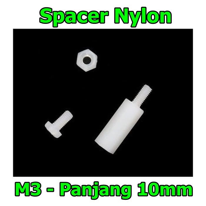 White Nylon Spacer M3 10mm Standoff PCB Hexagonal Putih