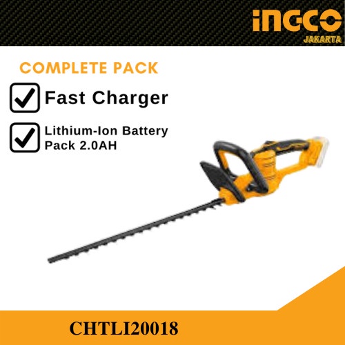 MESIN POTONG DAHAN CORDLESS PACK 2.0AH HEDGE TRIMMER INGCO CHTLI20018