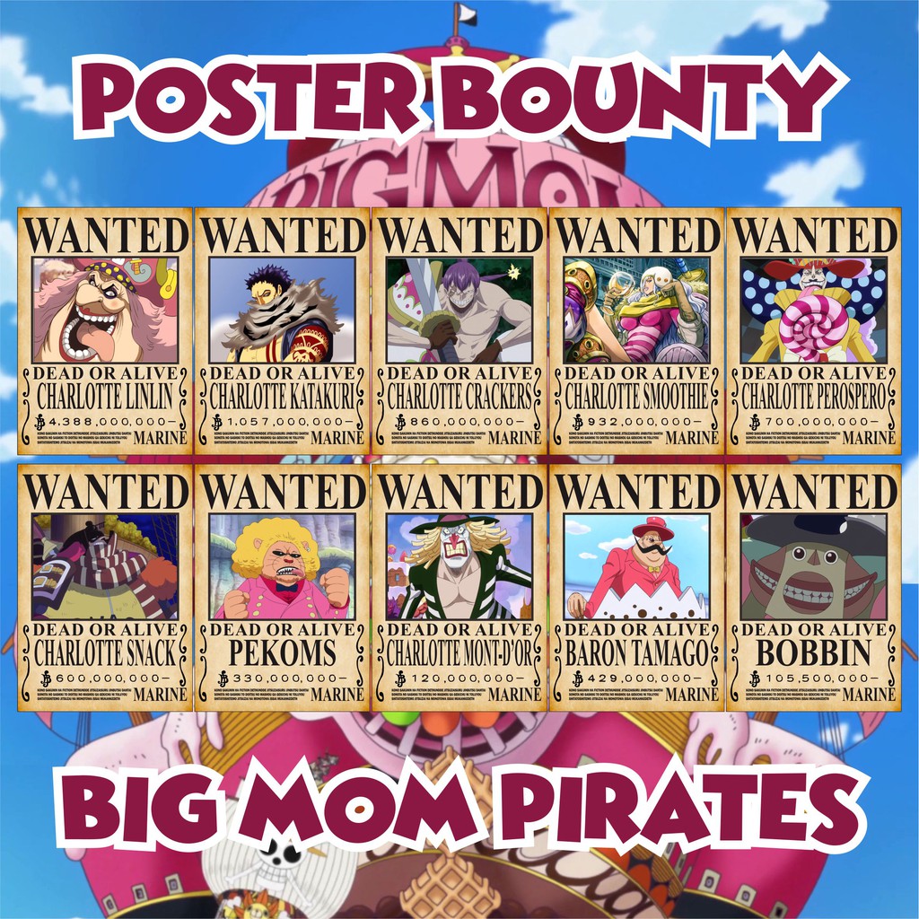 Poster Bounty Anime One Piece Yonko/Yonkou BIG MOM PIRATES [10 PCS]