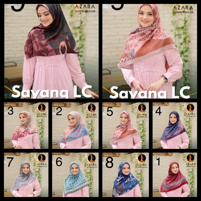 Hijab AZARA Segi Empat motif Sayang LC (motif random)