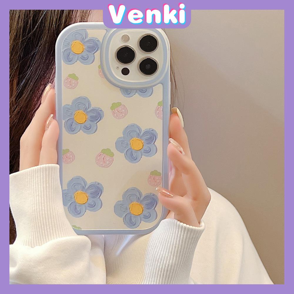 iPhone Case Silicone Soft Case Clear Case Thickened Airbag Shockproof Camera Full Coverage Protection Blue Flowers Cute For iPhone 13 Pro Max iPhone 12 Pro Max iPhone 11 7 Plus