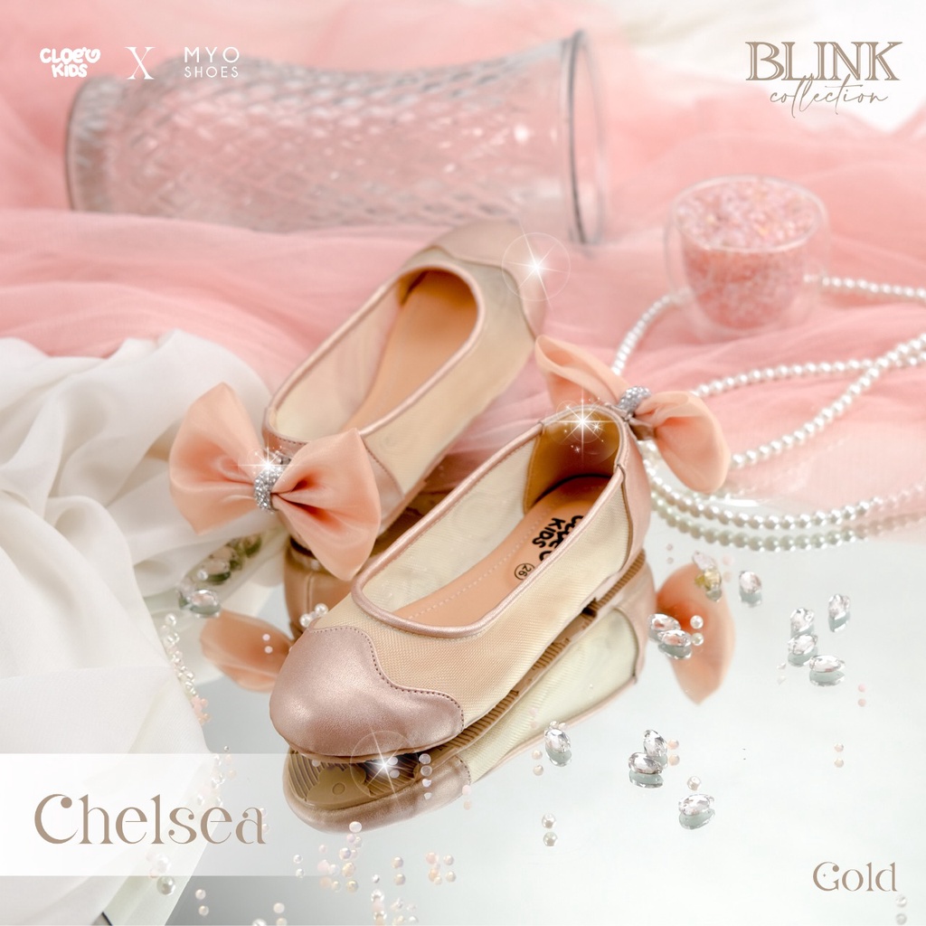 CLOEVKIDS - READY STOCK Chelsea Size 22-35 Flatshoes Sepatu Pesta Ballet Anak Perempuan Ballerina Korean Style Lucuu - Blink Series