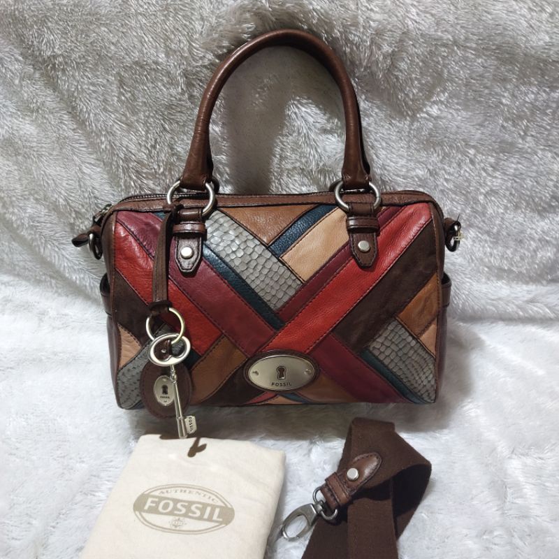 Tas Fossil Maddox Patchwork Dark Large Pw Preloved