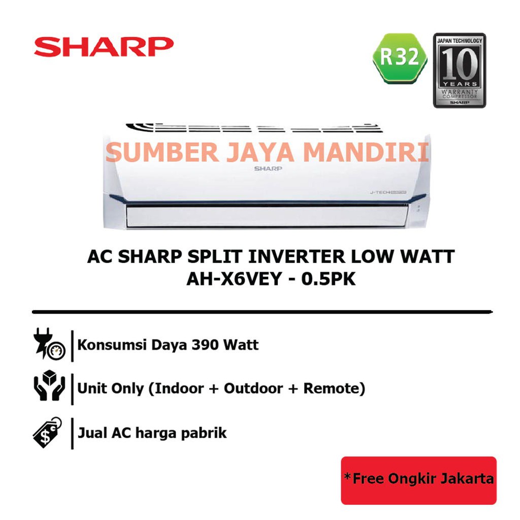 AC SHARP SPLIT INVERTER AH-X6VEY - 0.5PK