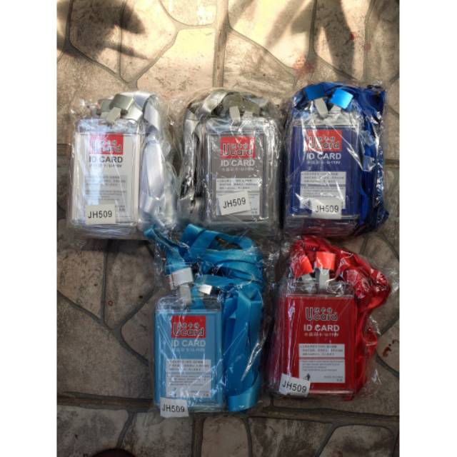 

Id card anti air acrylic kaca bening name tag plus tali