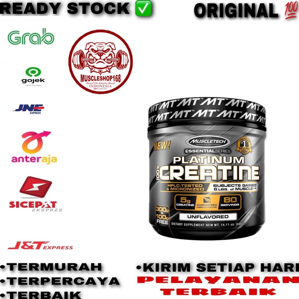 Muscletech Platinum Creatine 400 gr Creatine Monohydrate 80 Serv BPOM