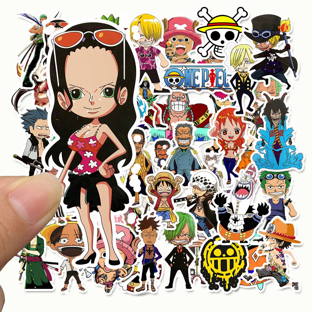 50pcs Anime 2019 ONE PIECE Luffy Stickers For Car Laptop PVC Backpack Home Decal Pad Bicycle PS4 waterproof Decal