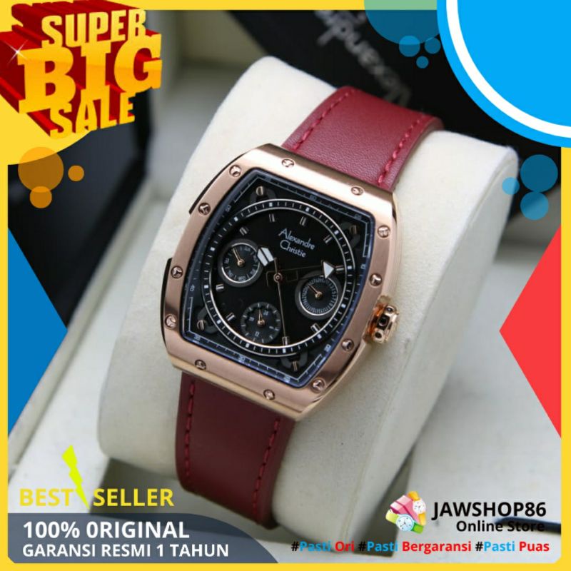 JAM ALEXANDER CHRISTIE WANITA ORIGINAL AC 6411 TERBARU MURAH ORI TALI KULIT LEATHER