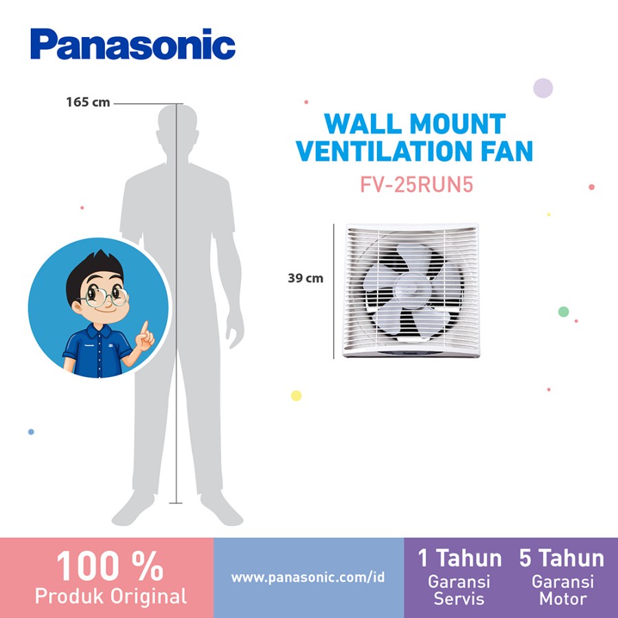 Panasonic Exhaust Fan Wall Dinding FV 25RUN / FV25RUN (Diameter Baling 25CM)