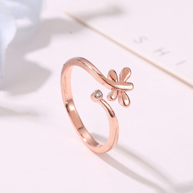 Fancyqube Cincin Model Terbuka Desain Capung Bahan 925 Silver Gaya Korea