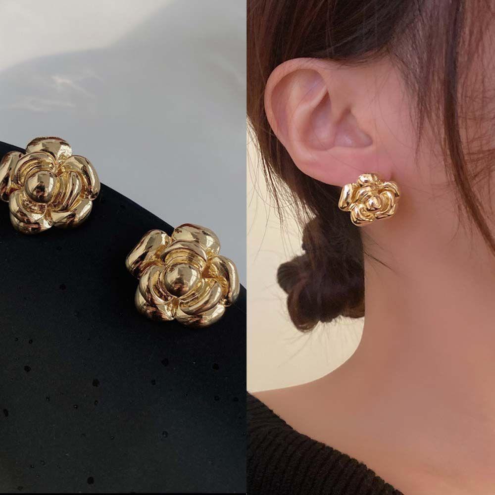 Mxbeauty Anting Wanita Trendi Hadiah Emas Pernikahan Perhiasan Telinga Temperamen Gaya Korea stud Earrings