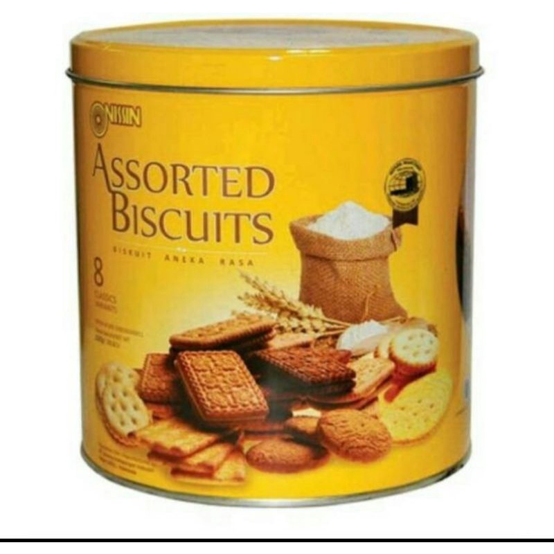 

nissin assorted biskuit 650gr yelloq tin nissin biskuit