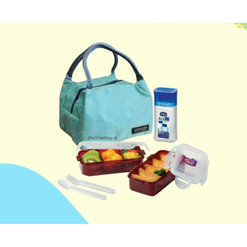 Lock & Lock Lunch Bag Set /new Lock&lock Lunch Box Hpl758s4sps /lock N Lock Kotak Makan/ Kotak Bekel