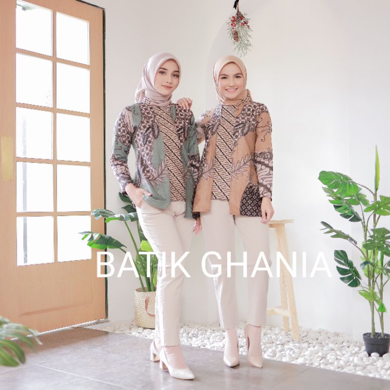 BATIK WANITA MODERN atasan batik couple batik kantor lengan panjang motif Sekar jagad by Batik ghania