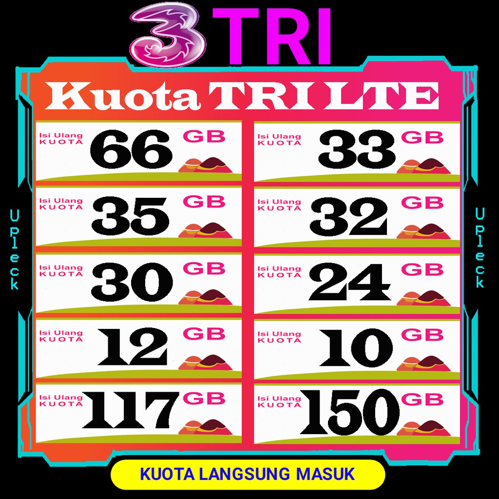 Termurah Kuota Tri 3 Always ON Unlimited AON LTE 33 GB 66 GB 33GB 66GB 32GB 30GB 38GB 85GB 50GB Pake