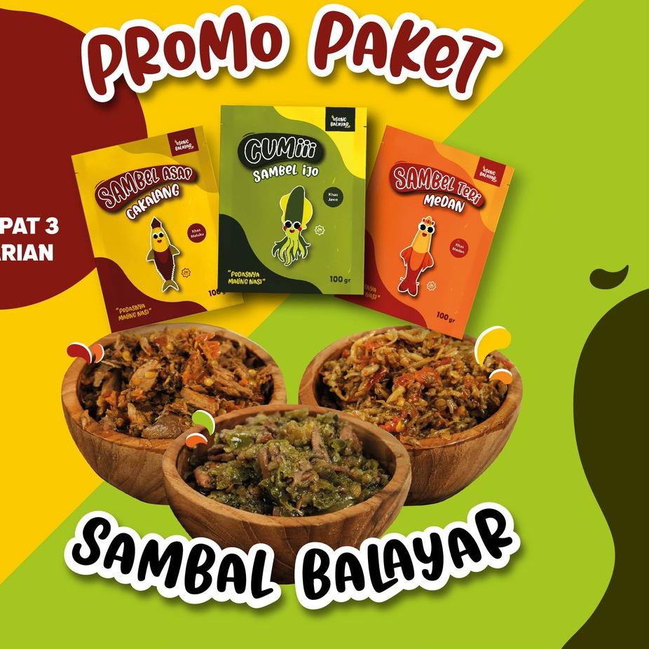 

New stokk | R9MSM PROMO PAKET SAMBAL BALAYAR (Sambel Cumi Ijo, Sambel Teri Medan, Sambal Cakalang Asap) |Harga Murah