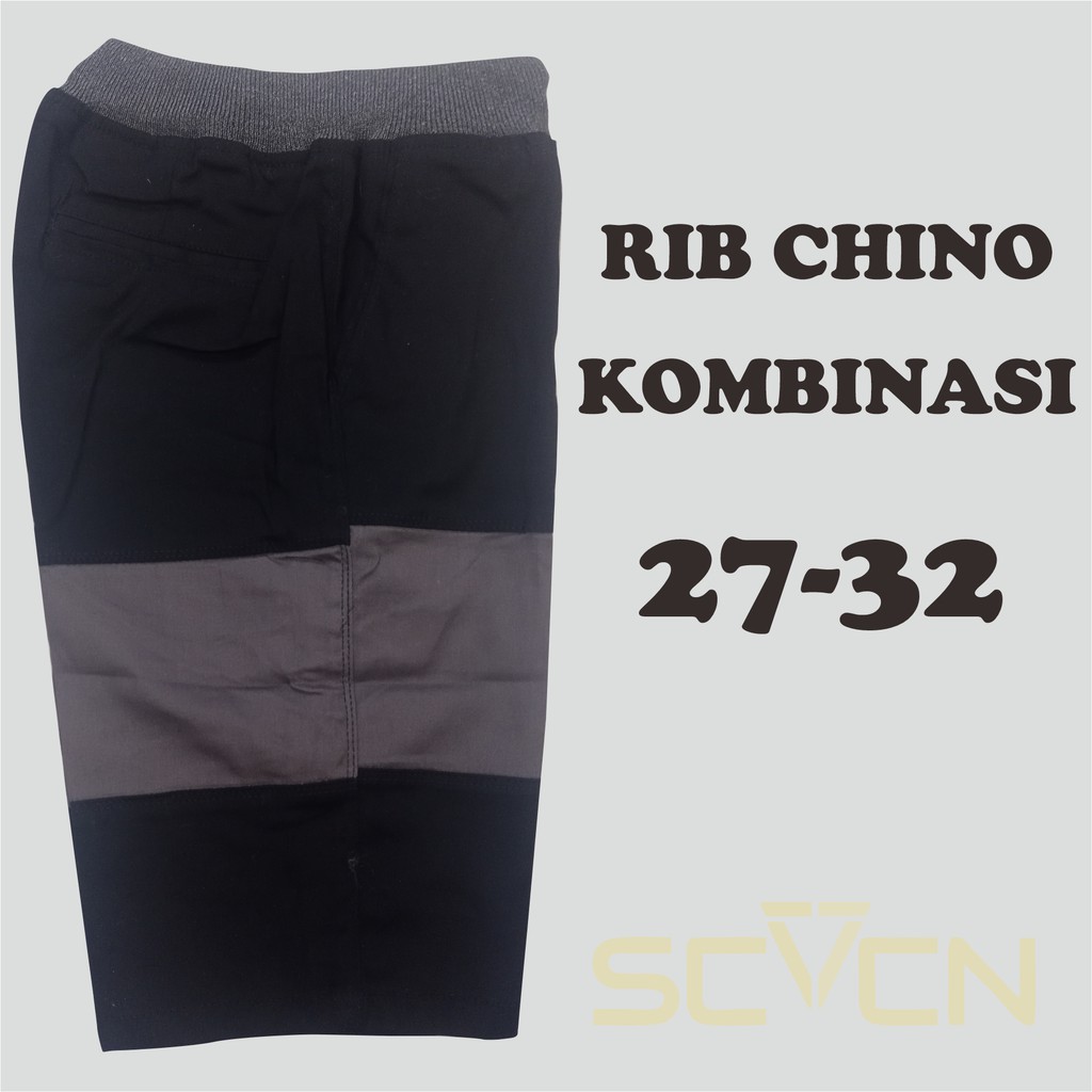 Celana Chino Pendek Rib Kombinasi pria