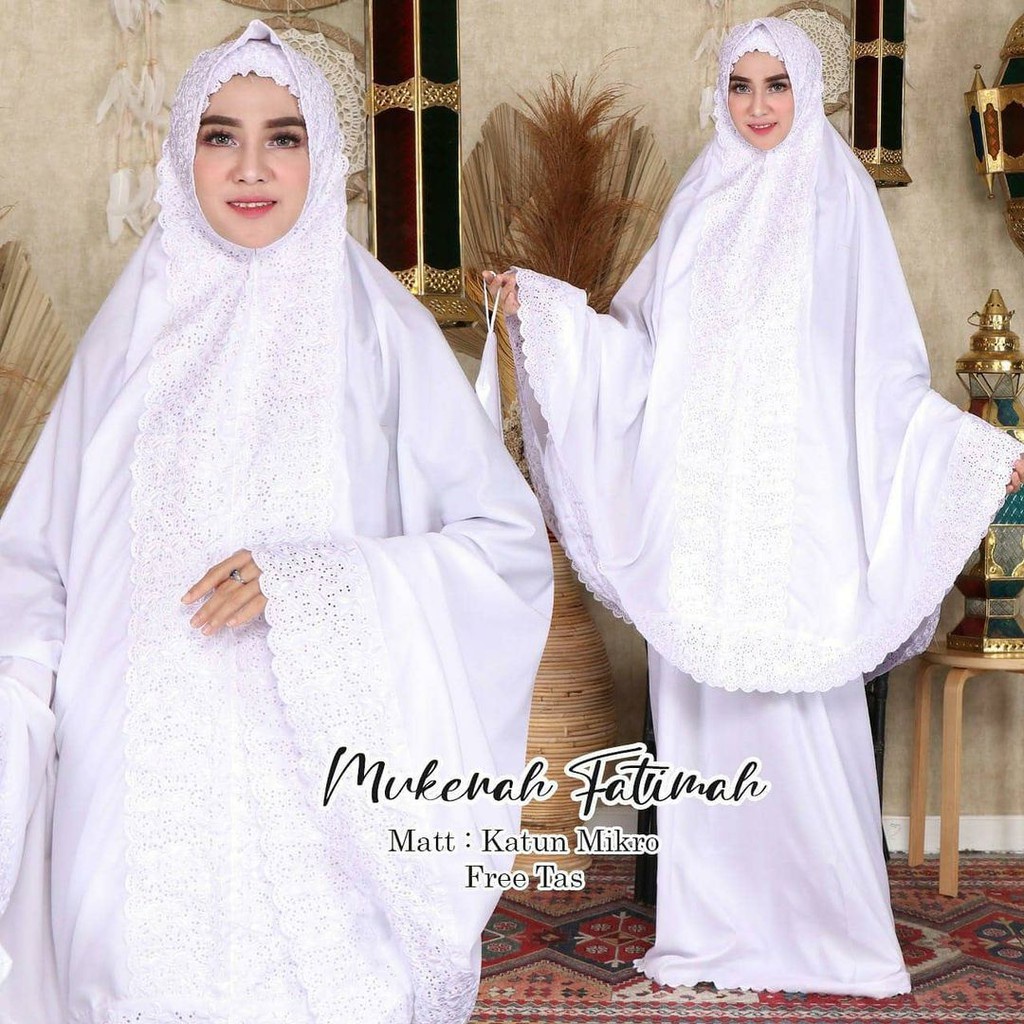 Mukenah Fatimah / Mukena Katun / Mukena Dewasa Fatimah Khadijah Full Bordir KD