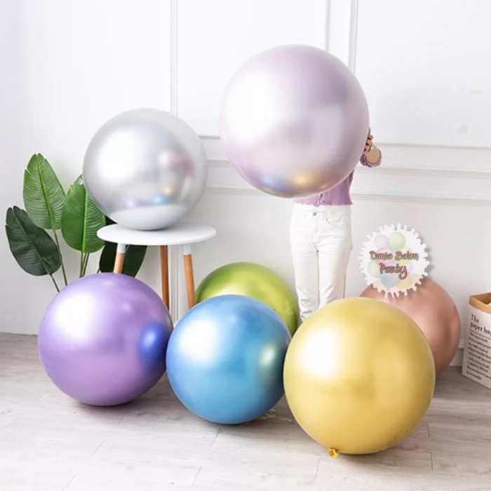 GROSIR ISI 50 Balon Latex Chrome 18 Inch / Latex Metalik Chrome JUMBO