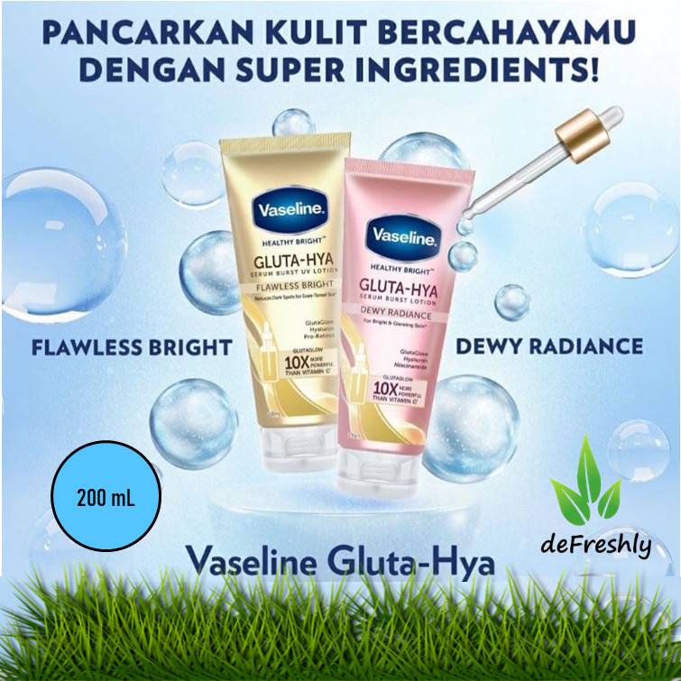 ❤ defreshly ❤ Vaseline Gluta-Hya Healthy Bright​ Serum Burst UV Dewy Radiance Flawless Bright Lotion 200ML