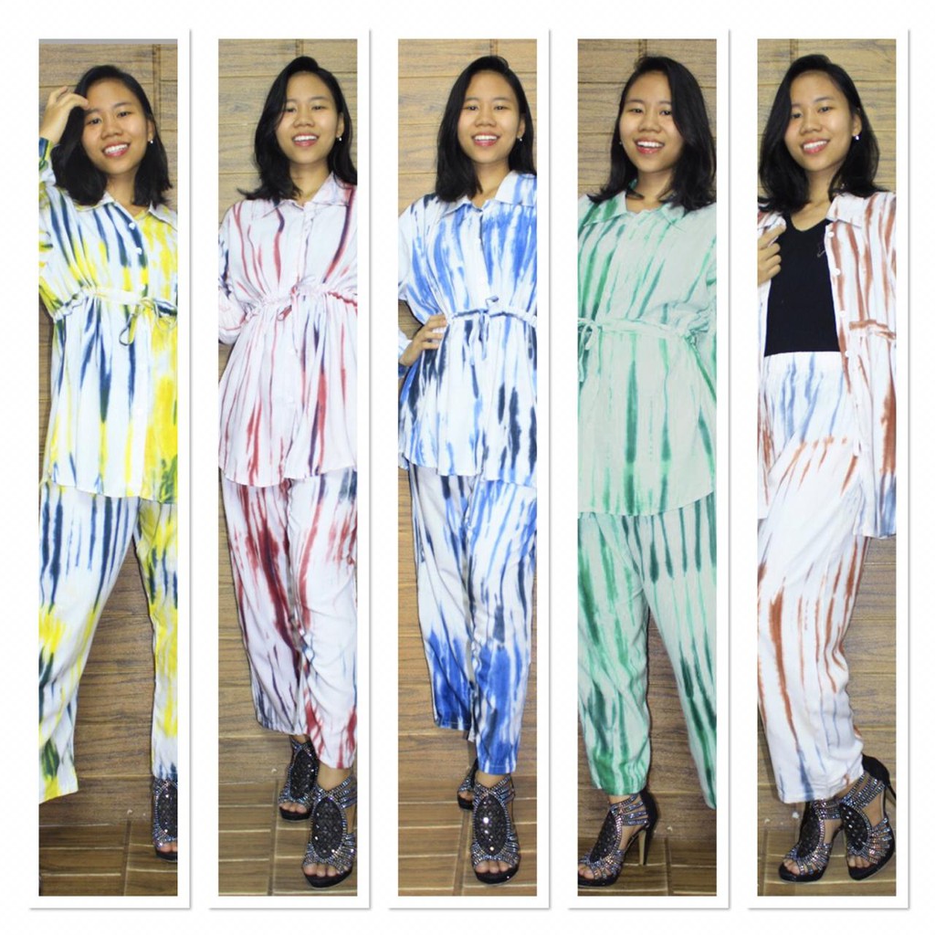 SB Collection Elsiana Stelan Atasan dan Celana Panjang Tie Dye Wanita