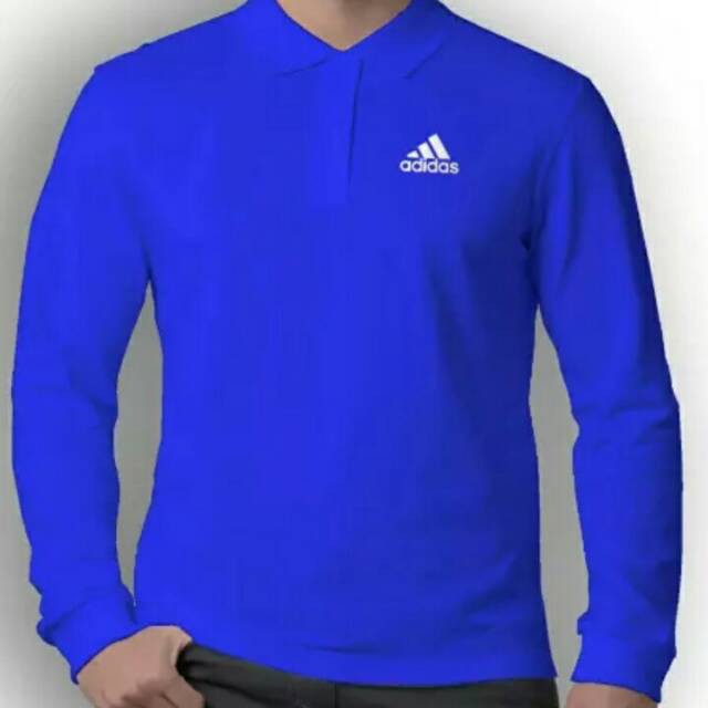 Kaos kerah polo shirt adidas lengan panjang