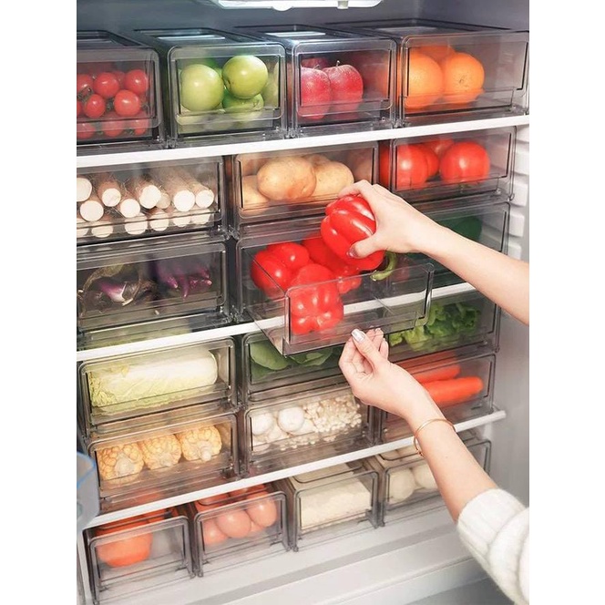 Kotak Penyimpanan Makanan Kulkas Food Storage Kotak Container Kulkas Laci Bahan Akrilik