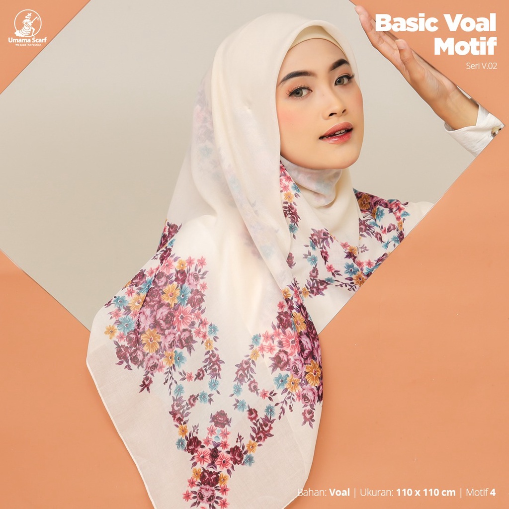 Hijab Segiempat Basic Voal Motif Kerudung Segiempat Original by Umama Nayla Hija'b