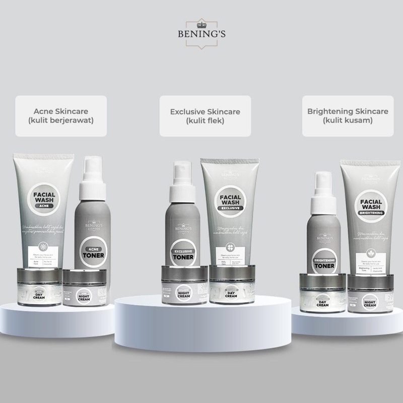 PAKET BENING'S SKINCARE / BENING SKINCARE DAY CREAM NIGHT CREAM TONER FACIAL WASH BENING SKINCARE