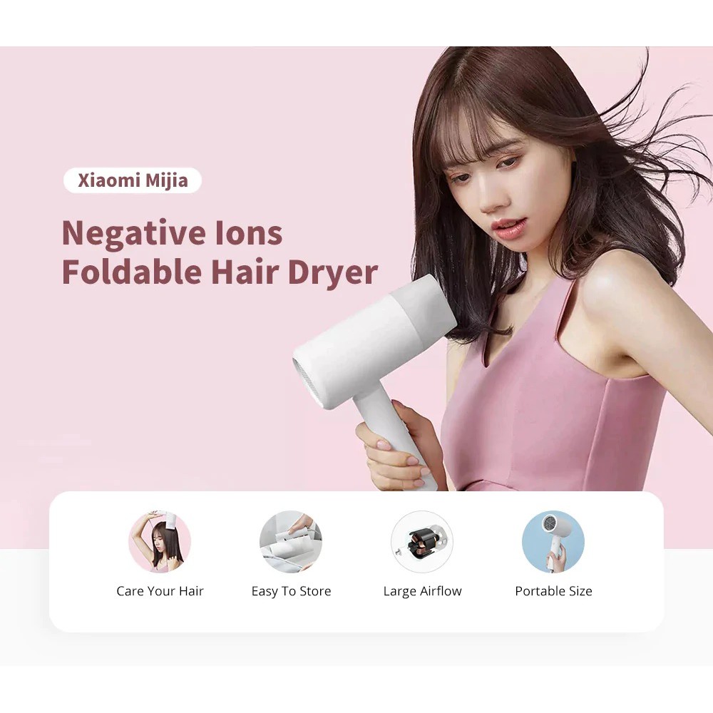 XIAOMI MIJIA Anion Portable Foldable Hair Dryer 1600W - CMJ02LXW - Hair Dryer Portable Travelling