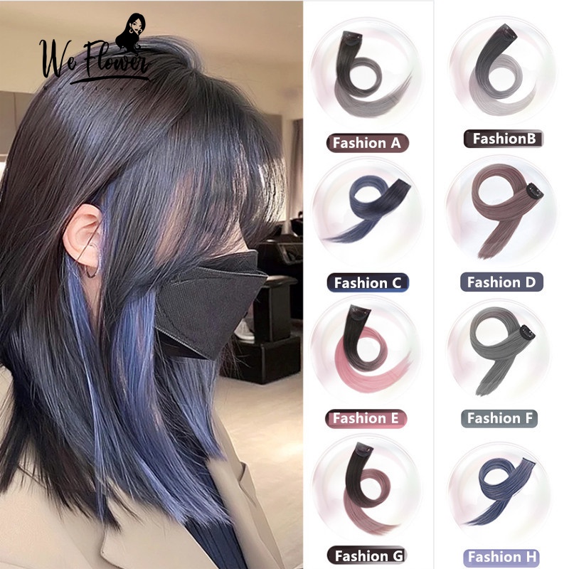 We Flower 1PC Wig Rambut Extensions Model Panjang Lurus Warna Gradien Tahan Panas Untuk Wanita