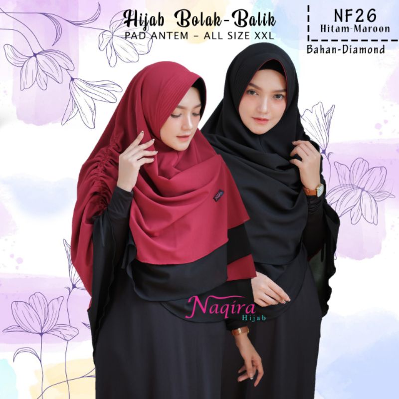 DISKON 40% /Jilbab Instan Syari Bolak-Balik/Jilbab Instan/Khimar/Kerudung/Hijab Instan/Pet Antem