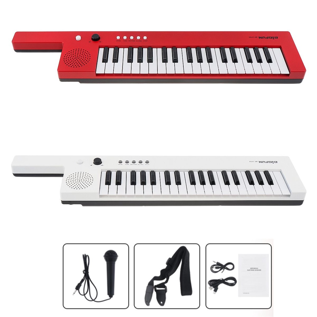 Mainan Alat Musik Piano 37 Nada Mini 2 Warna Dengan Strap Bahu + Mikrofon Untuk Anak