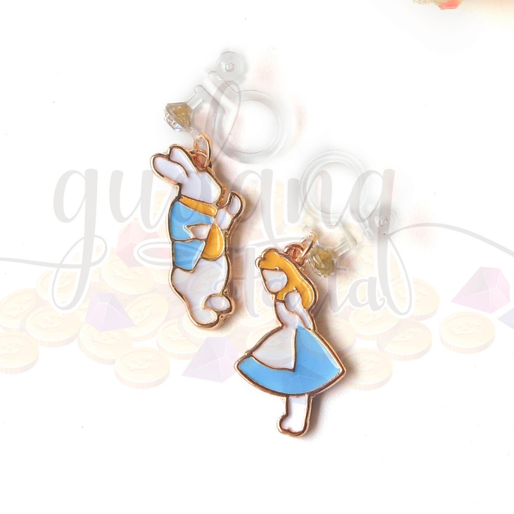 Anting Stud Alice And Rabbit Lucu Unik Anting Jepit GH 203130